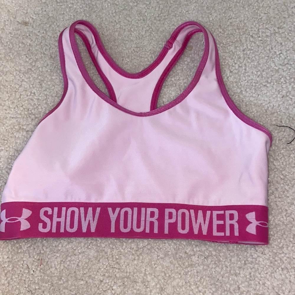 Small pink breast cancer Under Armor sports bra